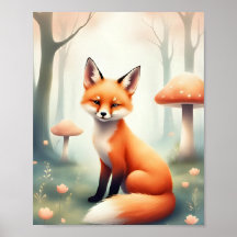 Cute Baby Fox Nursery Baby Room Imprimer