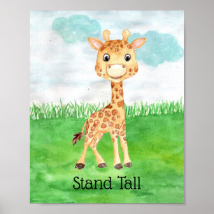 Poster Cute Baby Giraffe Stand Tall Cote Nursery