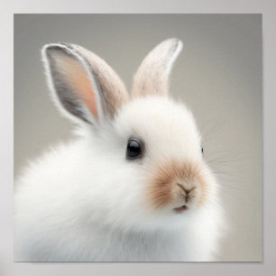 Poster Cute Baby Snowshow Hare Portrait (Bunny)    1:1