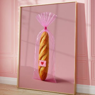 Poster Cute Baguette Art Print, Cosy tendance Pain Cuisin