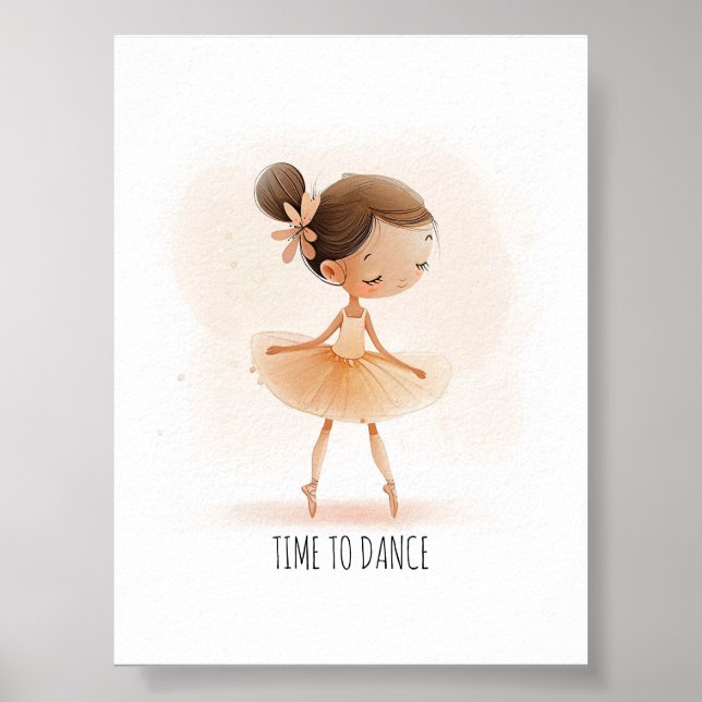 Poster Cute Ballerina Danse De Ballet Moment De Dans Aqua (Devant)