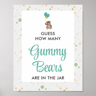 Poster Cute Bear Cub Baby shower Gummy Bear Jeu