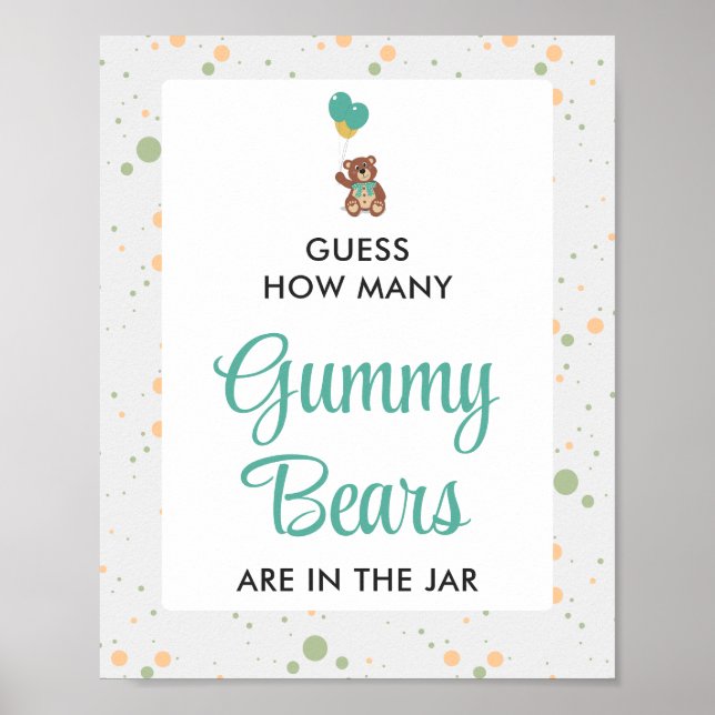 Poster Cute Bear Cub Baby shower Gummy Bear Jeu (Devant)