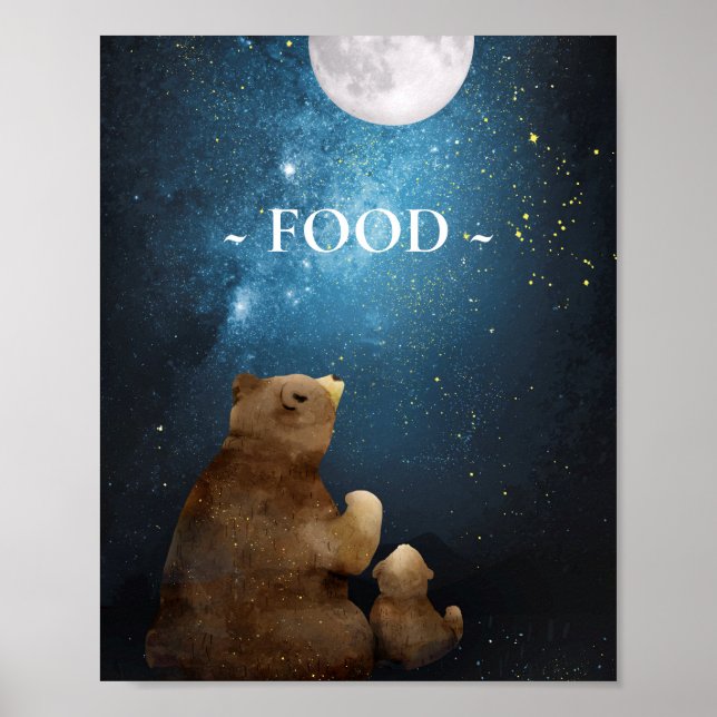 Poster Cute Bear Over the Moon Food (Devant)