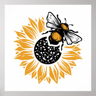 Poster cute bee insect lovers