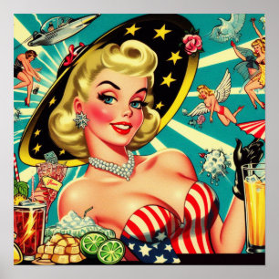 Poster Cute Blonde Vintage fille
