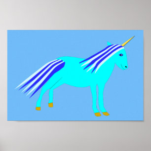 Poster Cute Blue Baby Boy Unicorn