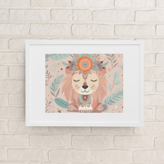 Poster Cute Boho Lion Animal Safari Baby Room Wall Art (Créateur téléchargé)