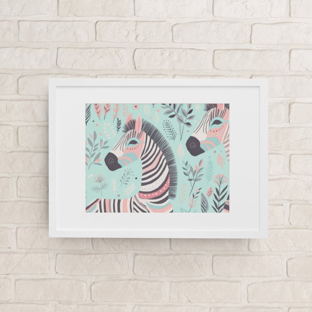 Poster Cute Boho Zebra Animal Safari Baby Room Wall Art (Créateur téléchargé)