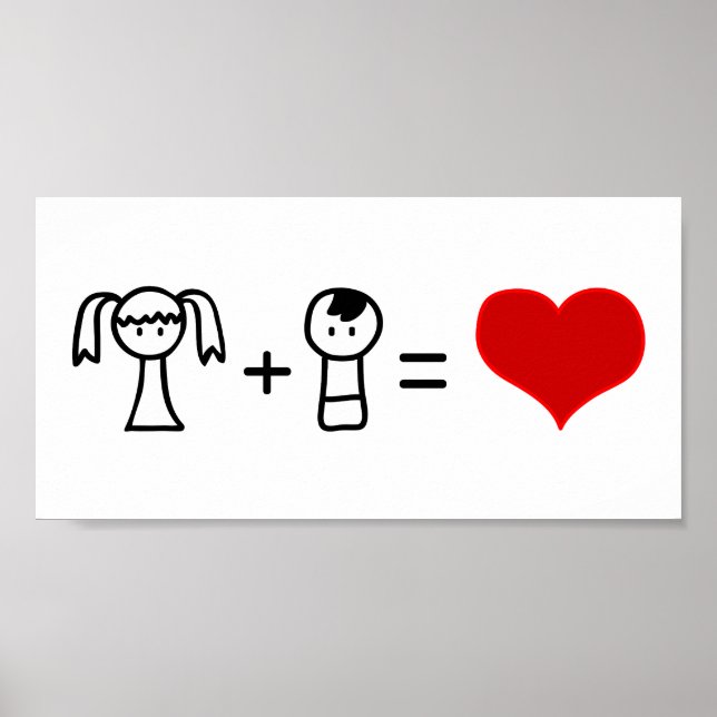 Poster Cute boy and girl love doodle (Devant)