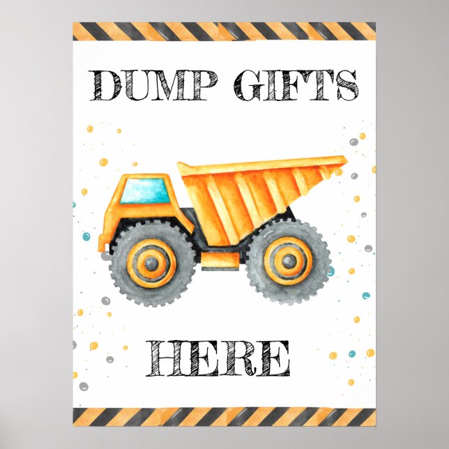Poster Cute Boy Anniversaire Construction Véhicules Parti (Devant)