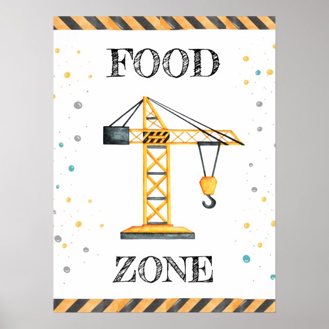 Poster Cute Boy Anniversaire Construction Véhicules Parti (Devant)