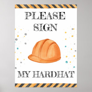 Poster Cute Boy Anniversaire Construction Véhicules Parti