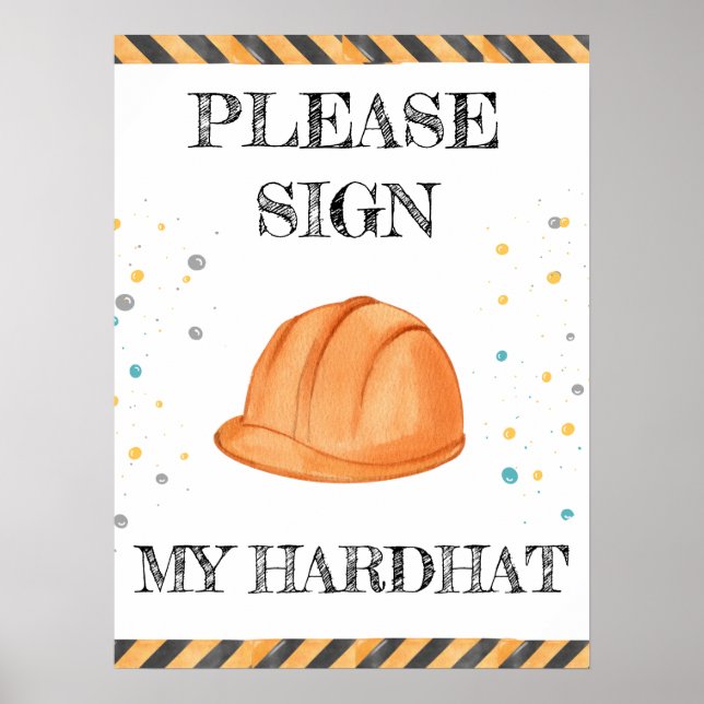 Poster Cute Boy Anniversaire Construction Véhicules Parti (Devant)