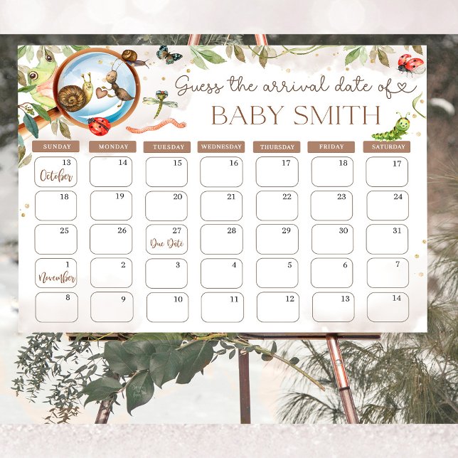 Poster Cute Bug & Caterpillar Baby shower date de devis (Whimsical bug and caterpillar baby shower invitations! Adorable woodland theme with ladybugs, bees, )