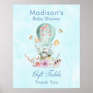 Poster Cute Bunny équitation dans un Baby shower de ballo