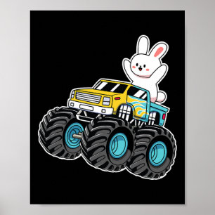 Poster Cute Bunny équitation Monster Camion Pâques Jour E