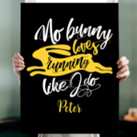 Cute Bunny Sport Run Motivation Typo Noir Blanc