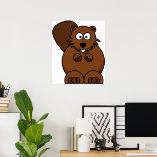 Poster Cute Cartoon Beaver Funny Bois Animal