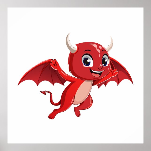 Poster Cute cartoon flying devil (Devant)