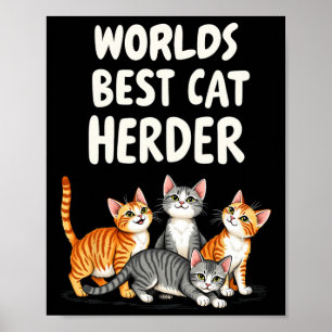 Poster Cute Cat Maman Mondes Meilleur Herder de Chat Drôl