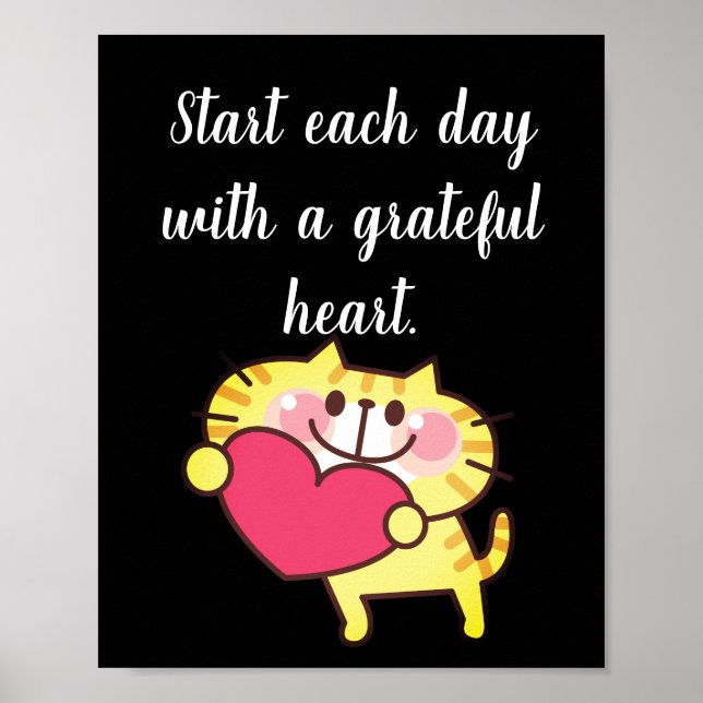 Poster Cute Chat Avec Un Coeur (Devant)