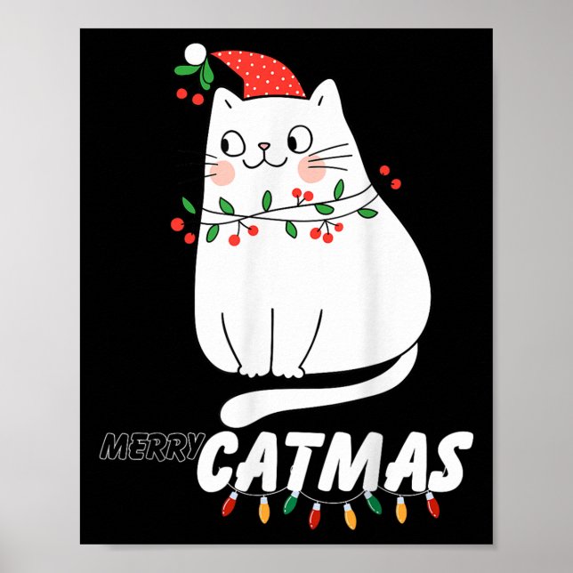Poster Cute Chat Merry Catmas Noël Amoureux de les chats  (Devant)