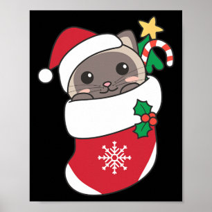 Poster Cute Chats Siamais En Bas De Noël Pour Chris