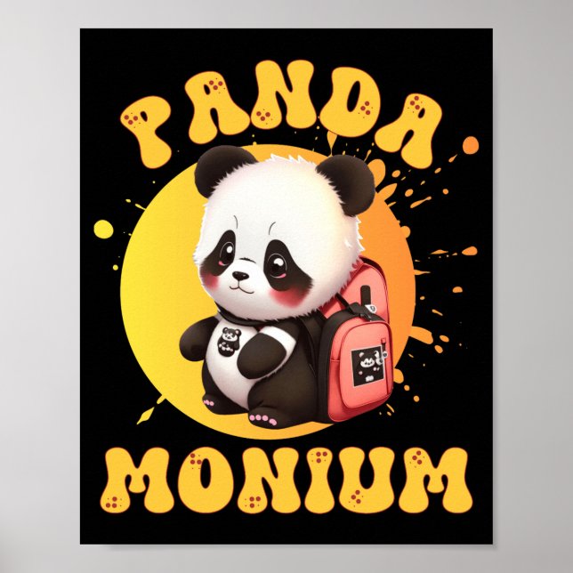 Poster Cute Chibi Kawaii Panda Name School Year On Back B (Devant)