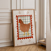 Cute Chicken Cottagecore Nursery Wall Art
