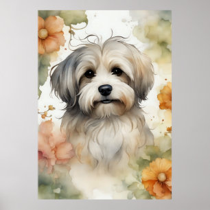 Poster Cute chien Havanais en aquarelle