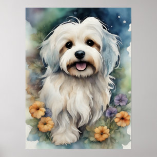 Poster Cute chien Havanais en aquarelle