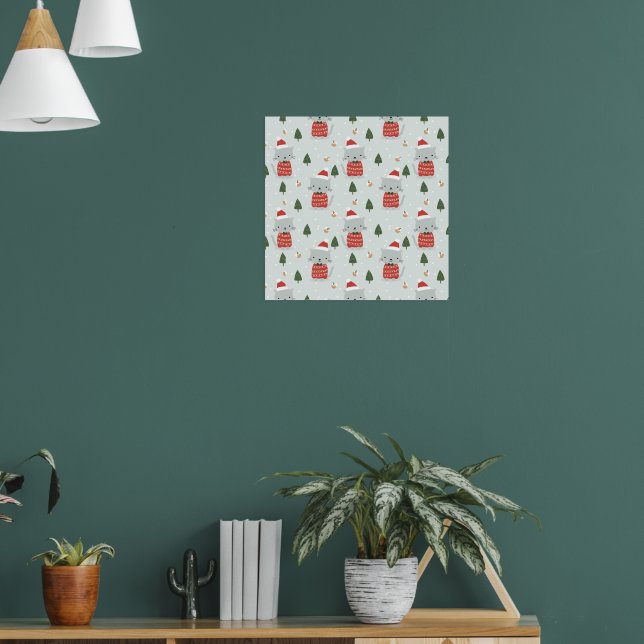 Poster Cute Christmas Cat Pattern – Festive Holiday  (Salon 1)