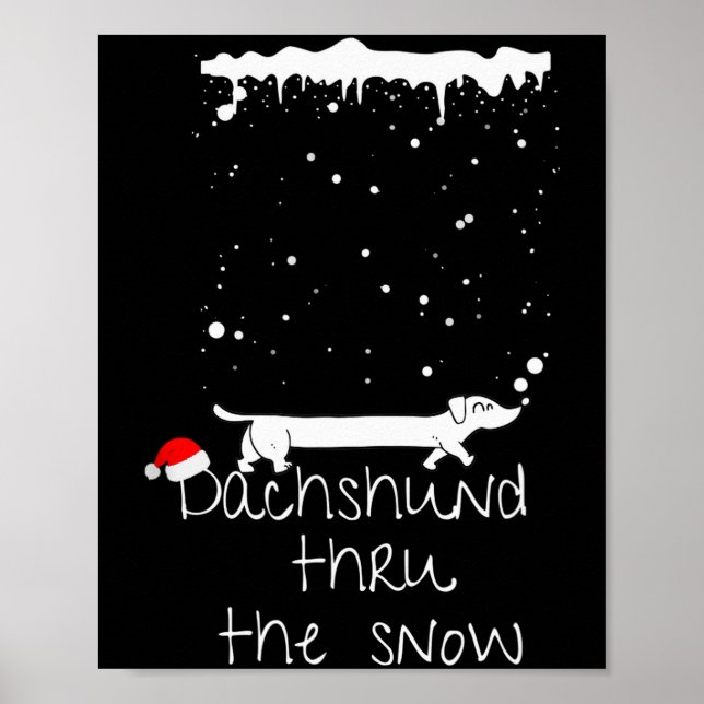 Poster Cute Christmas Dog, Dachshund Thru The Snow  (Devant)
