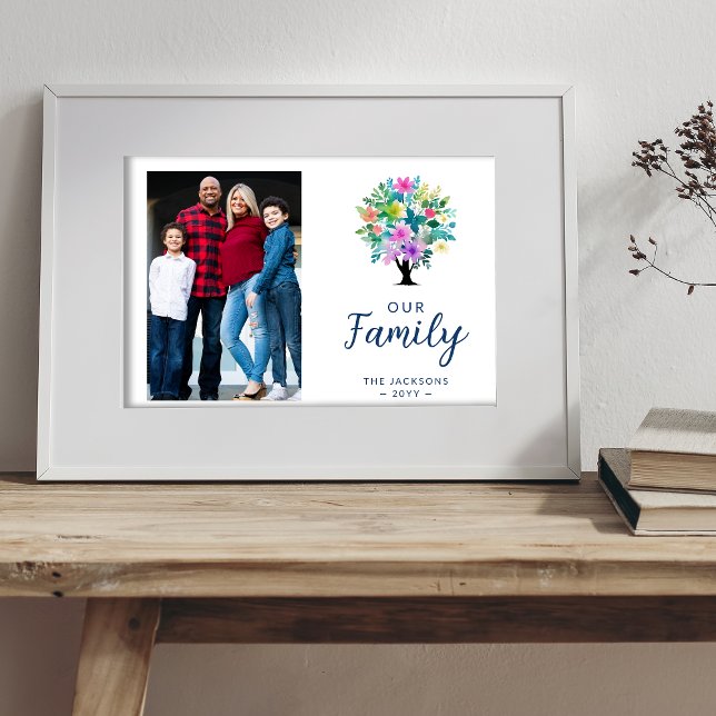 Poster Cute Colorful Floral Family Tree (Cute Colorful Floral Family Tree Poster.)