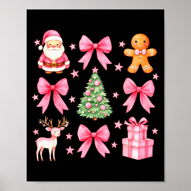 Poster Cute Coquette Bow Nk Christmas Tree Santa Gingerbr (Devant)