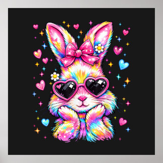 Poster Cute Coquette Tie Dye Rabbit Easter Bunny