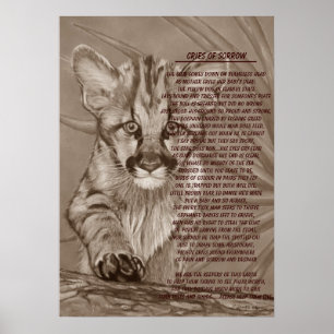 Poster cute cougar kitten big cat wildlife painting art