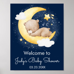 Poster Cute Crescent Marine Lune Teddy Bear Baby shower