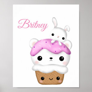 Poster Cute Cupcake kawaii Ice cream personalized