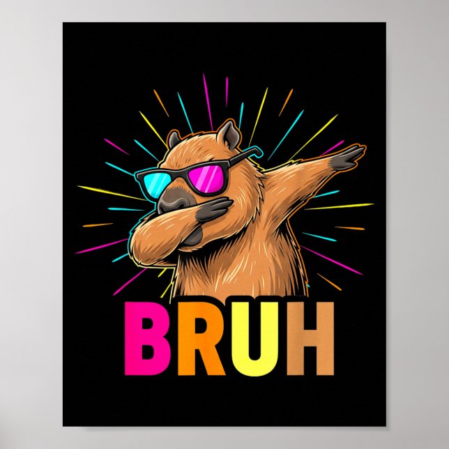 Poster Cute Dabbing Capybara Funny Animal Meme Capy Lover (Devant)