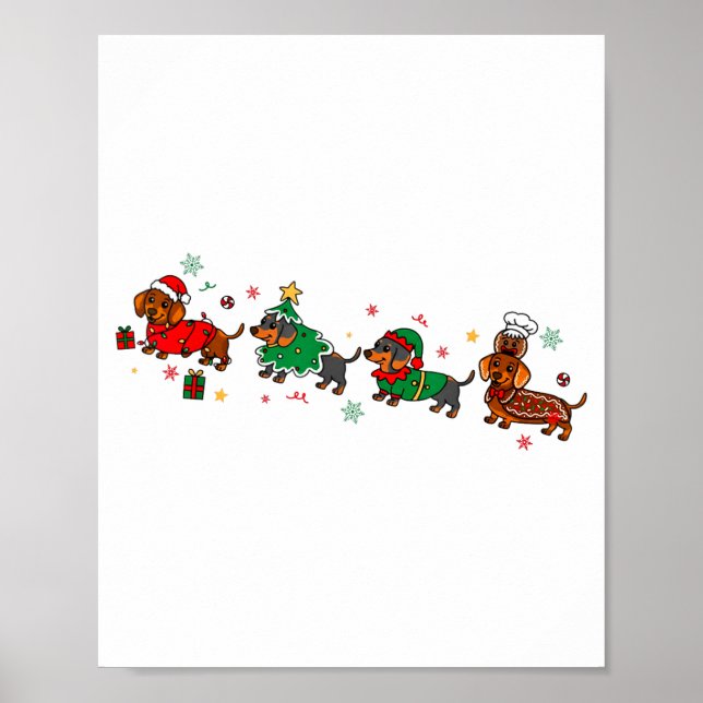 Poster Cute Dachshund Christmas Parade Christmas  (Devant)