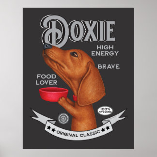 Poster Cute Dachshund supplie pour de la nourriture