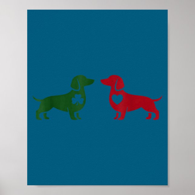 Poster Cute Dachshund Valentines Patrick's Day Lover Dog  (Devant)