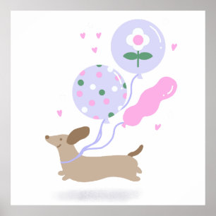 Poster Cute Dachshund Weiner Amoureux des chiens Party ro