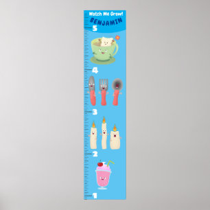 Poster Cute dining table utensils cartoon growth chart