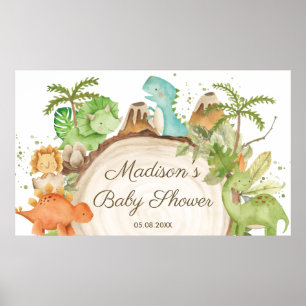 Poster Cute Dinosaures 1er Baby shower d'anniversaire