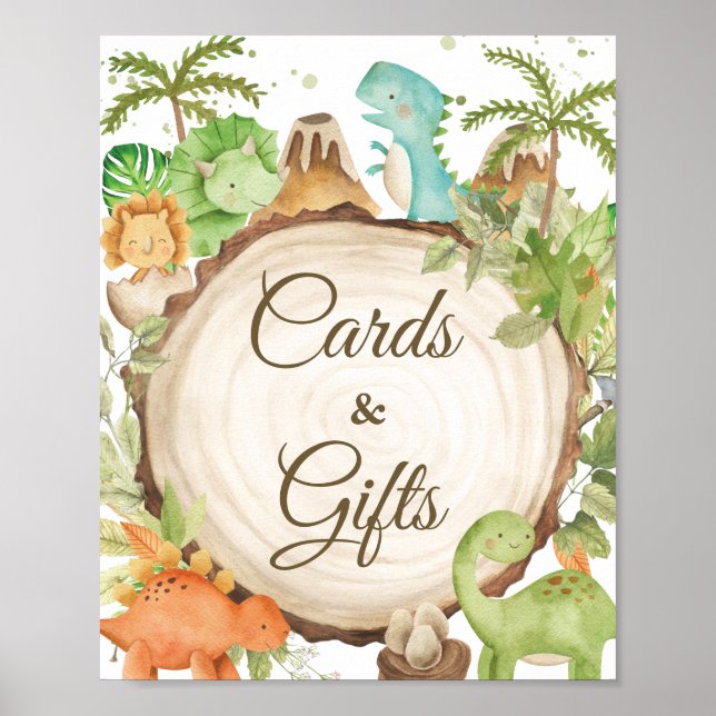 Poster Cute Dinosaures Baby shower Anniversaire Cartes et (Devant)