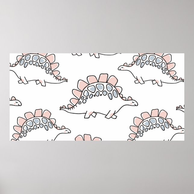 Poster Cute dinosaures sans couture motif (Devant)