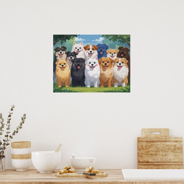 Poster Cute dogs background (Cuisine)
